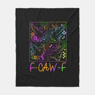 Raven F-Caw-F Kleurrijke Neon Goth Vogel Grappig Fleece Deken