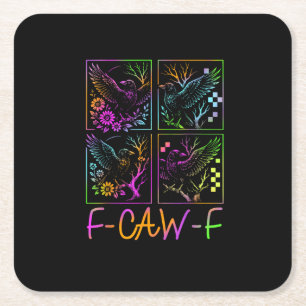 Raven F-Caw-F Kleurrijke Neon Goth Vogel Grappig  Kartonnen Onderzetters