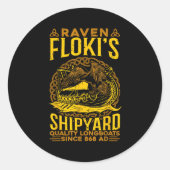 Raven Flokis Shipyard Nordic Mythology Viking Ronde Sticker (Voorkant)