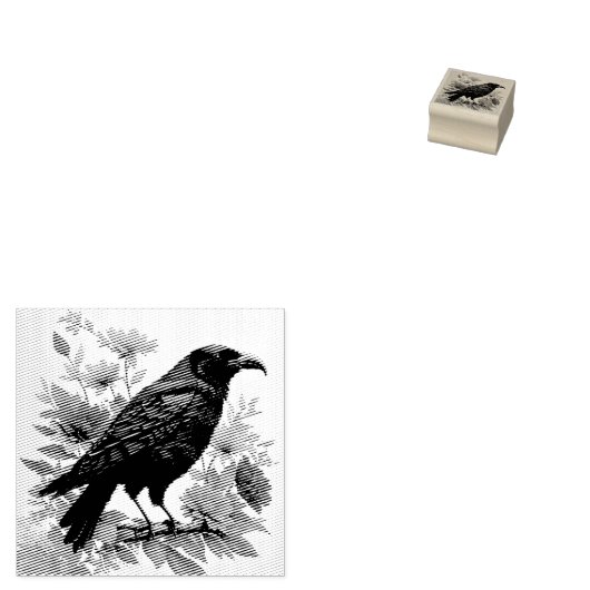 Raven Floral Art Rubberstempel (Gestempeld)