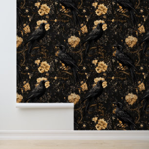 Raven Floral Crow Gothic Behang