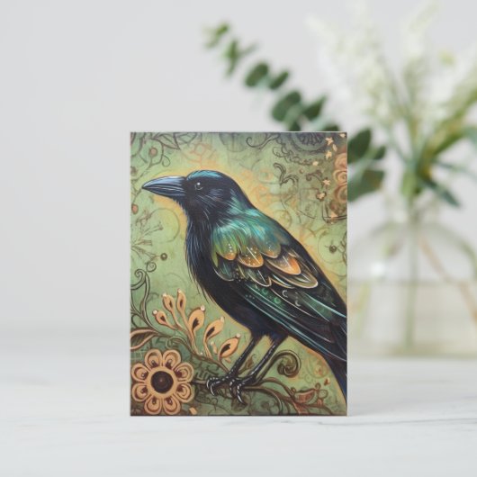 Raven Folk kunst schilderen Briefkaart (Staand voorkant)
