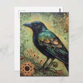 Raven Folk kunst schilderen Briefkaart (Voorkant / Achterkant)