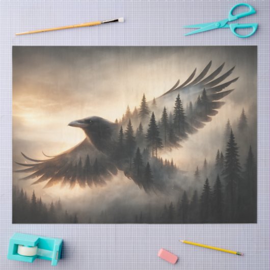 Raven Forest Silhouette Decoupage Paper Tissuepapier (Craft)