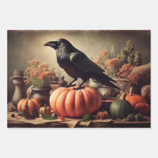  Raven Foto Gotische Halloween Decoupage Inpakpapier Vel (Voorkant 2)