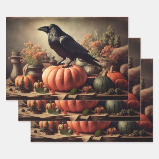  Raven Foto Gotische Halloween Decoupage Inpakpapier Vel (Set)
