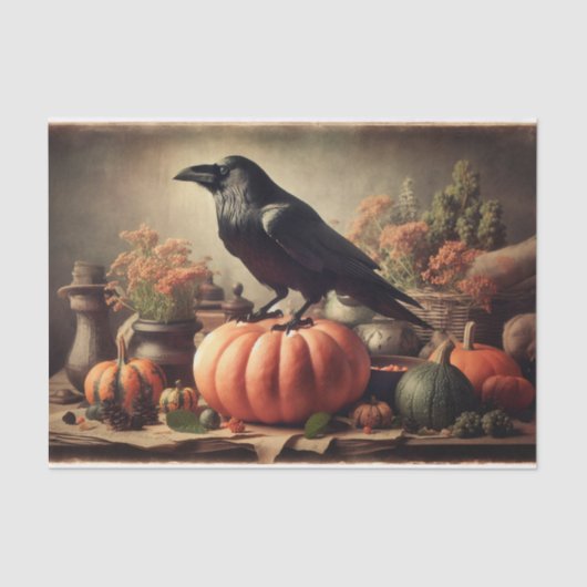  Raven Foto Gotische Halloween Decoupage Tissuepapier (Voorkant)