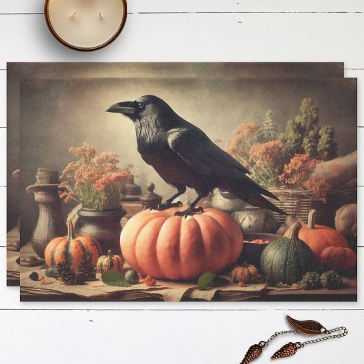  Raven Foto Gotische Halloween Decoupage Tissuepapier