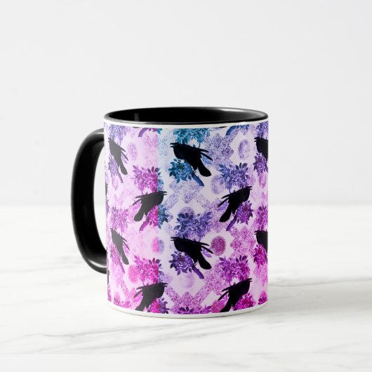 Raven Full Moon All Over Pattern Coffee Mok (Voorkant links)