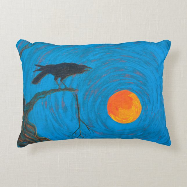 Raven & Full Moon Decoratief Kussen (Voorkant)