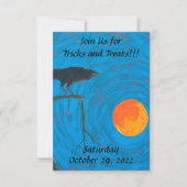 Raven Full Moon Halloween Uitnodiging (Voorkant)