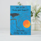 Raven Full Moon Halloween Uitnodiging (Staand voorkant)