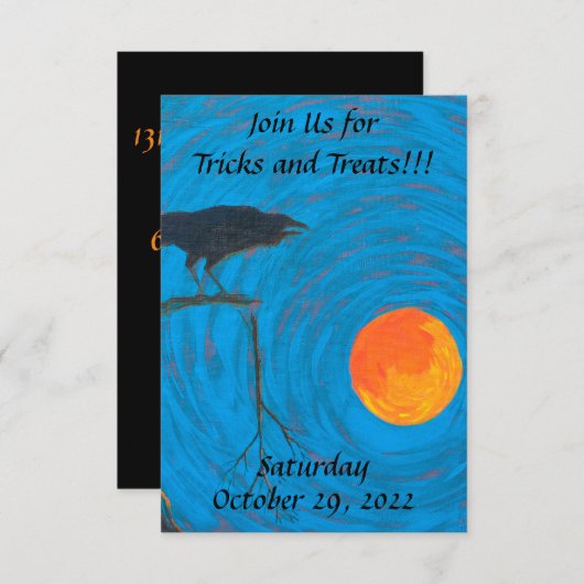 Raven Full Moon Halloween Uitnodiging (Voorkant / Achterkant)