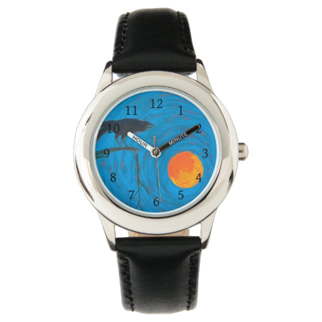 Raven & Full Moon Horloge (Voorkant)