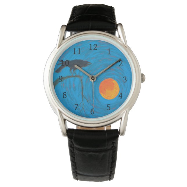 Raven & Full Moon Horloge (Voorkant)