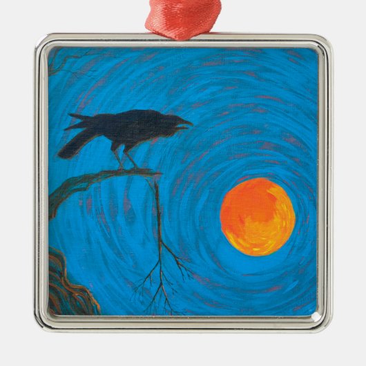 Raven & Full Moon Metalen Ornament (Voorkant)