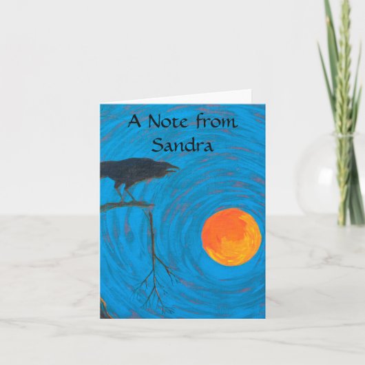 Raven & Full Moon Notitiekaartje (Voorkant)