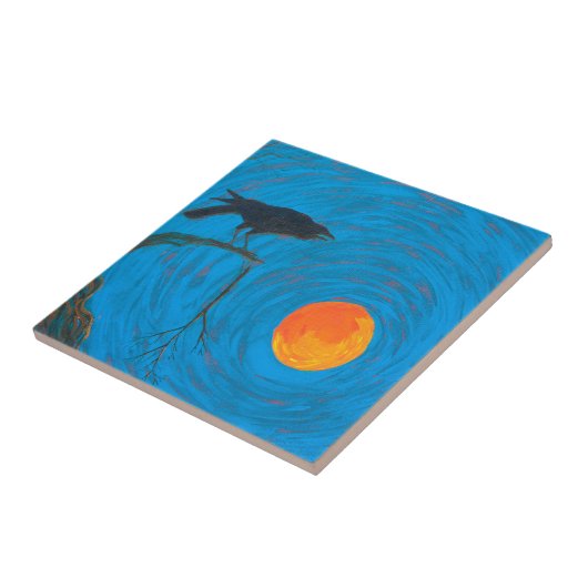 Raven & Full Moon Tegeltje (Zijkant)