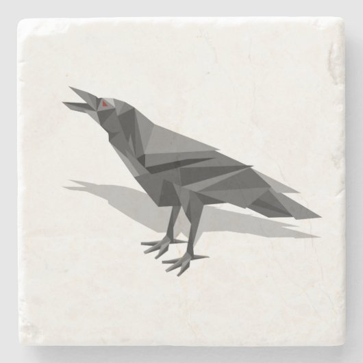 Raven Geometric Cubist Grey Triangles Stenen Onderzetter (Voorkant)
