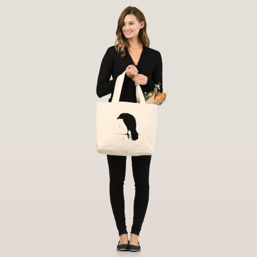 Raven - Gepersonaliseerd Gothic Kroes Ravens Grote Tote Bag (Voorkant (model))