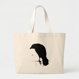  Raven - Gepersonaliseerd Gothic Kroes Ravens Grote Tote Bag