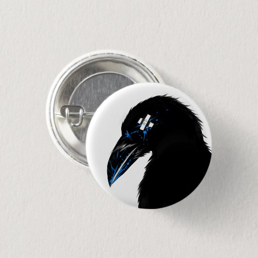 Raven gespleten! ronde button 3,2 cm (Voorkant /achterkant)