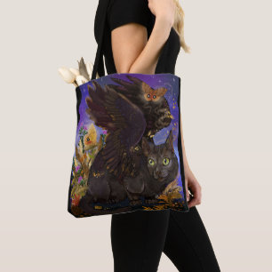 Raven Gevleugelde Herfst Magie Kat Tote Bag