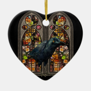 Raven Glas in lood Custom Samhain Heart Ornament