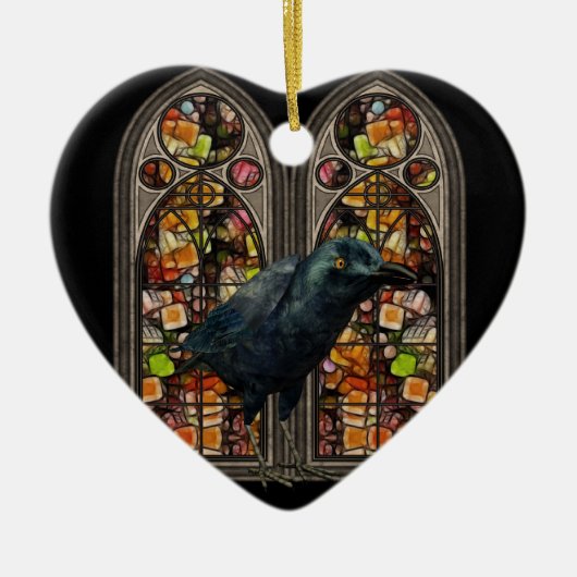 Raven Glas in lood Custom Samhain Heart Ornament (Voorkant)