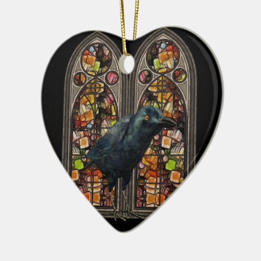 Raven Glas in lood Custom Samhain Heart Ornament (Links)