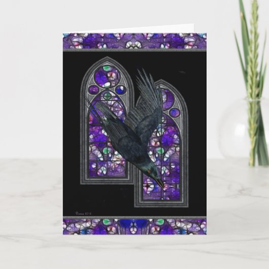 Raven Glas in lood Gothic Blank Wenskaart Kaart (Voorkant)