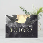 Raven & Golden Moon Gotische Trouwdag Save The Date (Staand voorkant)