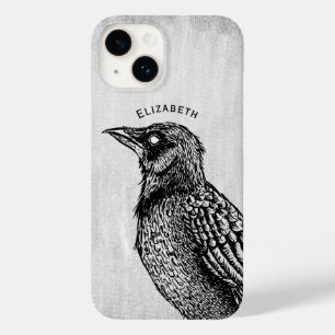 Raven Gothic Black White Horror Ink Tekennaam Case-Mate iPhone 14 Hoesje