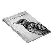 Raven Gothic Black White Horror Ink Tekennaam Notitieboek (Rechterzijde)