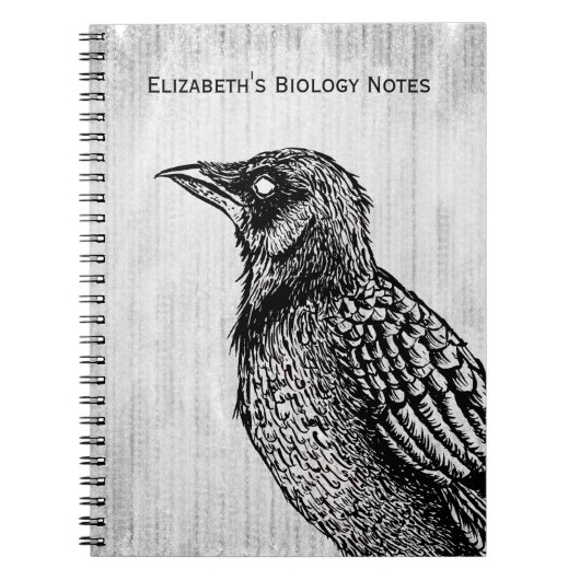 Raven Gothic Black White Horror Ink Tekennaam Notitieboek (Voorkant)