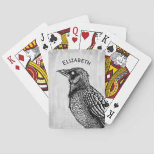 Raven Gothic Black White Horror Ink Tekennaam Pokerkaarten
