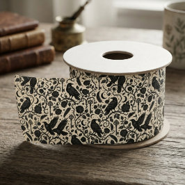 Raven Gothic Botanicale Zwarte Crème Satijnen Lint