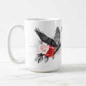 Raven Gothic Rozen Waterverf Fantasy Art Monogram Koffiemok (Links)