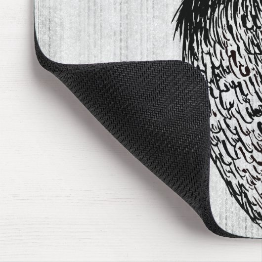 Raven Gothic Zwart Wit Creepy Vogel Tekening Naam Muismat (Hoek)