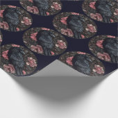 Raven gotische  bloemen cadeaupapier (Hoek)