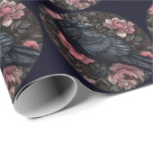 Raven gotische  bloemen cadeaupapier (Rol Hoek)
