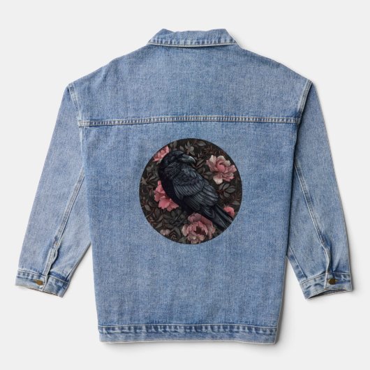 Raven gotische  bloemen denim jacket (Achterkant)