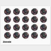 Raven gotische  bloemen ronde sticker (Vel)