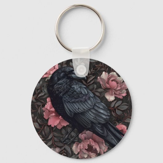 Raven gotische  bloemen sleutelhanger (Voorkant)