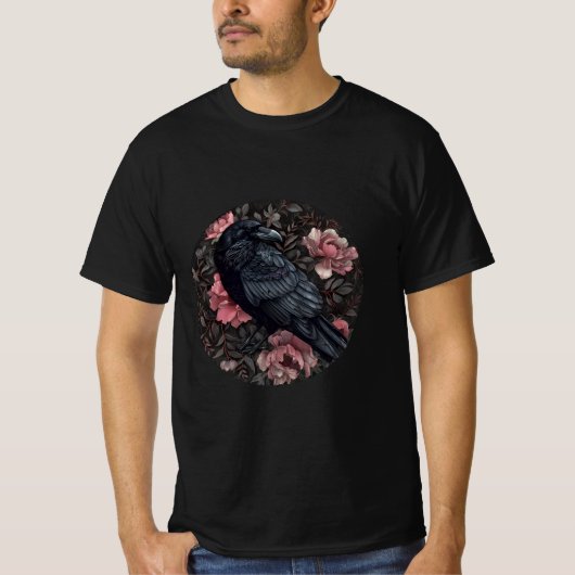 Raven gotische bloemen t-shirt (Voorkant)