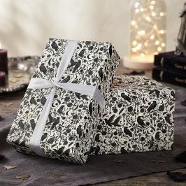 Raven Gotische Botanische Illustratie Cadeaupapier