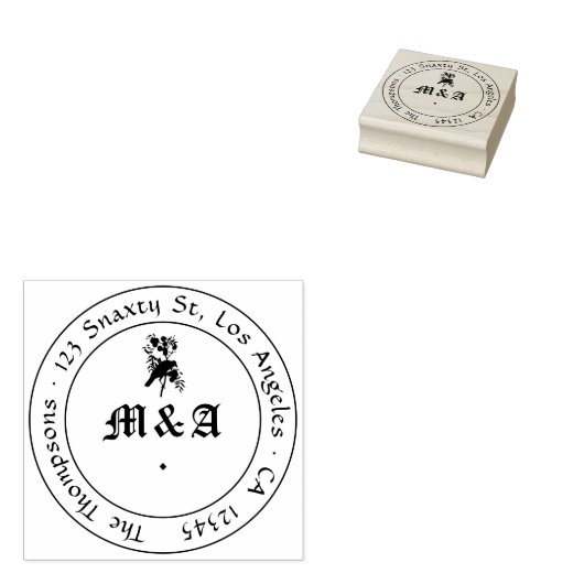 Raven Gotische Bruiloft Monogram Rubberstempel (Gestempeld)