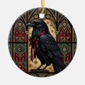 Raven Gotische Glas-in-Lood Keramisch Ornament (Voorkant)