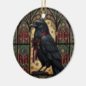 Raven Gotische Glas-in-Lood Keramisch Ornament (Links)