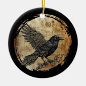 Raven Gotische Steampunk Kunst Keramisch Ornament (Voorkant)